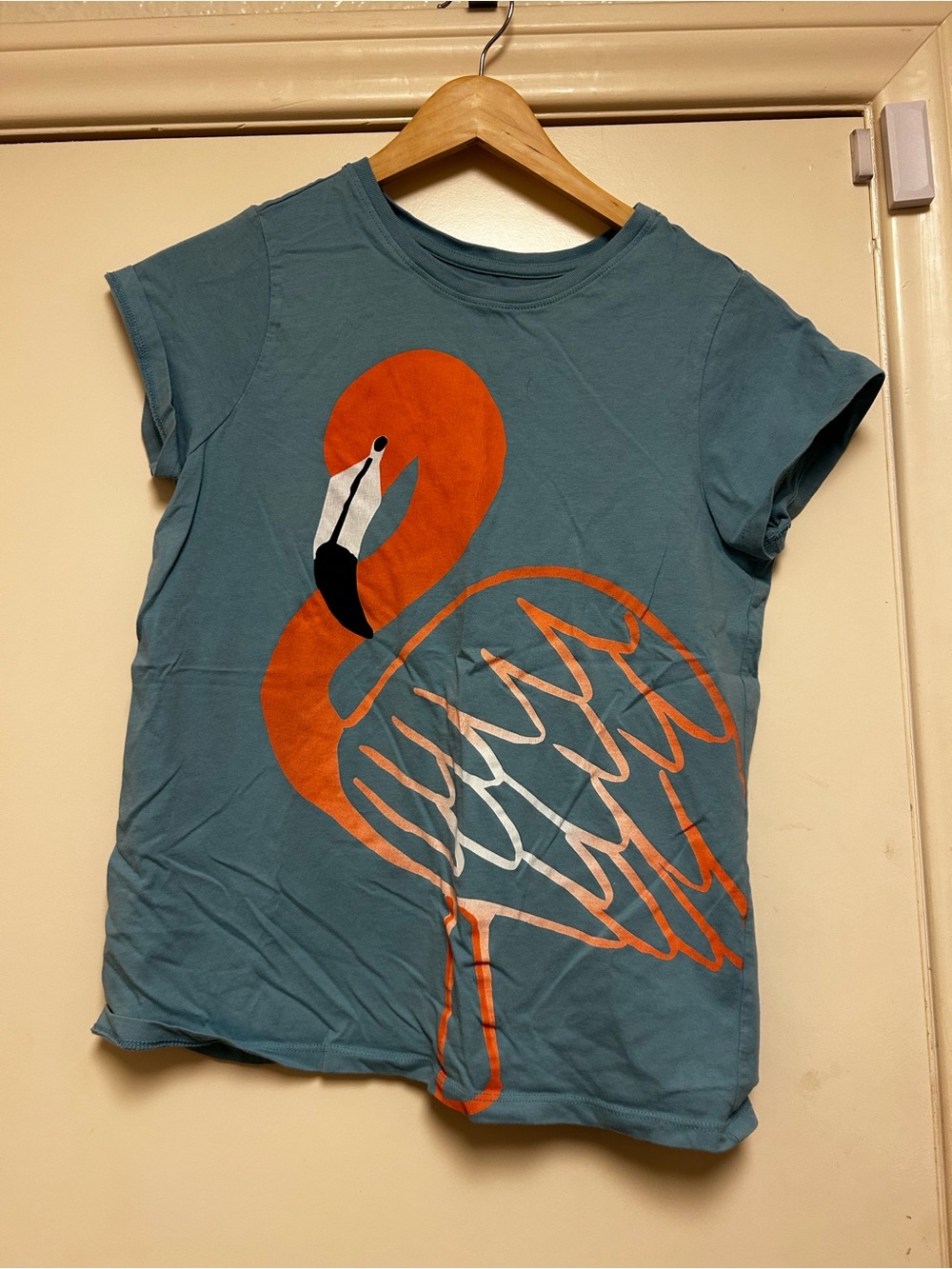Tea Collection Teal Short-Sleeve Tee with Orange Flamingo Graphic